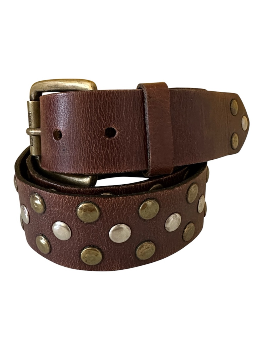 Calvin Klein Jeans Vintage Brown Studded Leather Belt Unisex